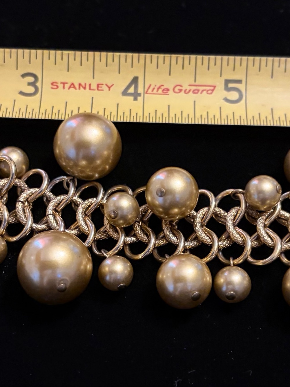 Vintage Kenneth Jay Lane KJL Gold Dangle Pearl Bracelet - Picture 7 of 7